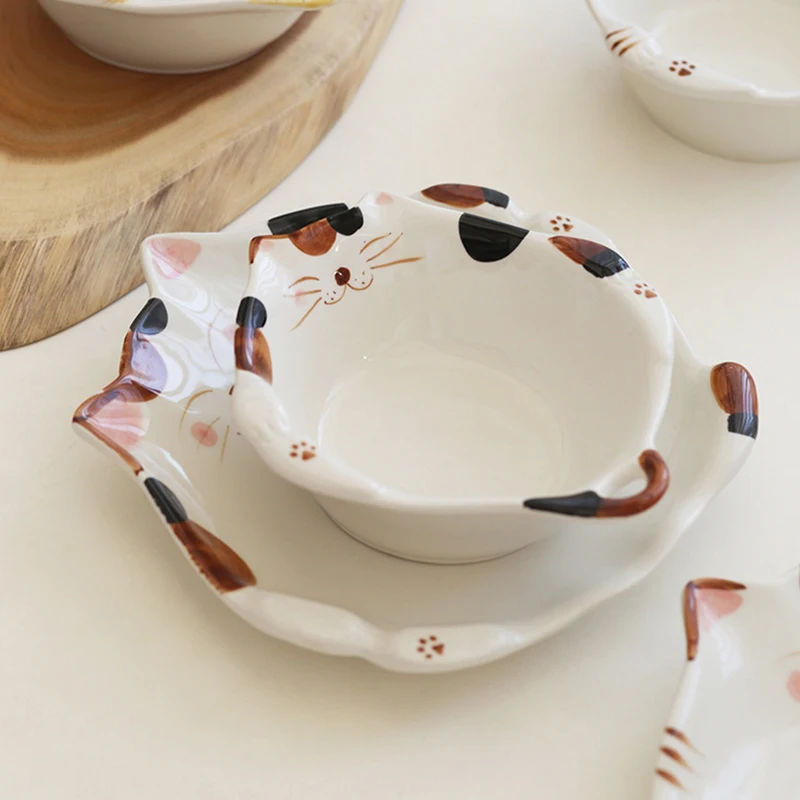 Home Cooking For Cats - ชามเซรามิคลายการ์ตูนแมว จานอาหารตะวันตก จานสลัด จานของหวาน ชามก๋วยเตี๋ยว ชามซุป