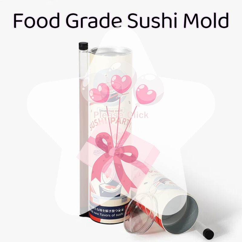 Home Cooking Japanese Food - แม่พิมพ์กล่องซูชิทรงกลมแบบไม่ติดกระทะ 1/4/10 ชิ้น สไตล์ญี่ปุ่น พร้อมหลอดซอสทรงกรวย สำหรับทำอาหารที่บ้าน