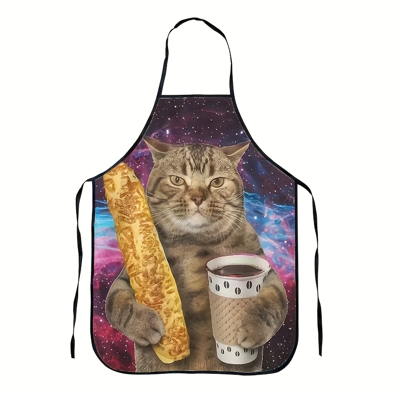 Home Cooking For Cats - ผ้ากันเปื้อนลายแมวแท็บบี้ถือเบียร์ กันน้ำ กันน้ำมัน สำหรับทำอาหาร ของขวัญน่ารักแปลกใหม่ สำหรับงานปาร์ตี้