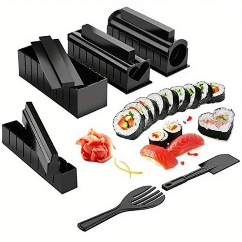 Home Cooking Japanese Food - ชุดอุปกรณ์ทำซูชิโรล DIY พร้อมแม่พิมพ์ข้าว สาหร่าย และที่ม้วนผัก อุปกรณ์ทำอาหารญี่ปุ่นสำหรับผู้เริ่มต้น