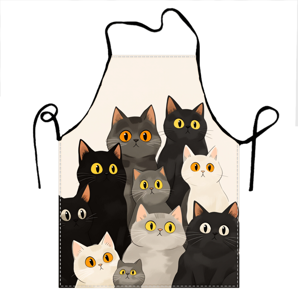 ผ้ากันเปื้อนลายแมวน่ารัก สีเบจ - Home Cooking For Cats บทวิจารณ์และราคา