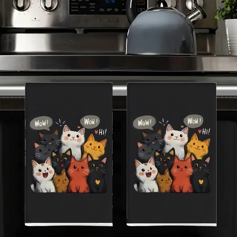 2 ชิ้น, ผ้าเช็ดครัวลายแมวพื้นห - Home Cooking For Cats บทวิจารณ์และราคา