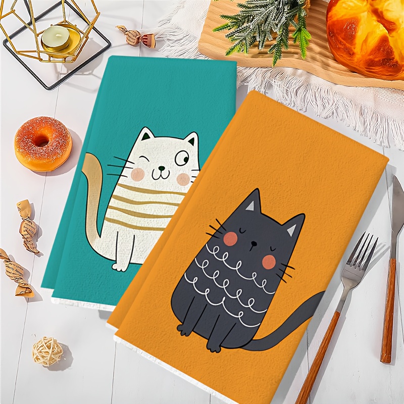 6 ชิ้น, ผ้าเช็ดครัวลายแมว 6 สี - Home Cooking For Cats บทวิจารณ์และราคา